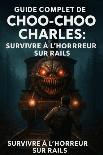 Le train démoniaque Choo-Choo Charles émerge d'une forêt brumeuse la nuit avec un sourire sinistre