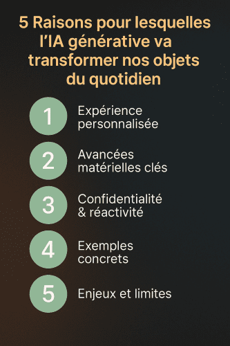 5 raisons pour lesquelles l’IA générative transforme les objets du quotidien, avec illustrations de gadgets technologiques